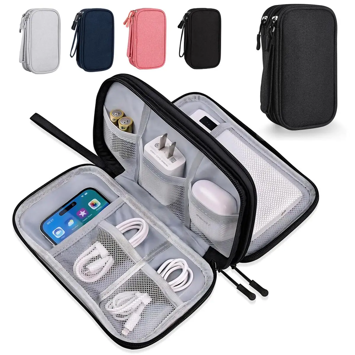 Tech Accessories Hard Case - Su geçirmez Seyahat Kablo Düzenleyici Çantası