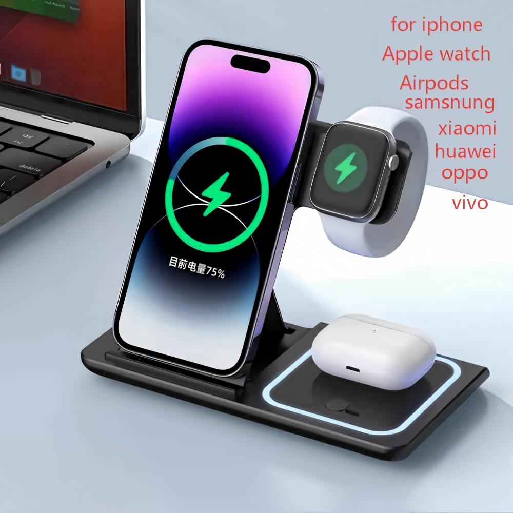 Wireless Charger 3 In 1 - Kablosuz Şarj Cihazı Tutucu Standı 3'ü