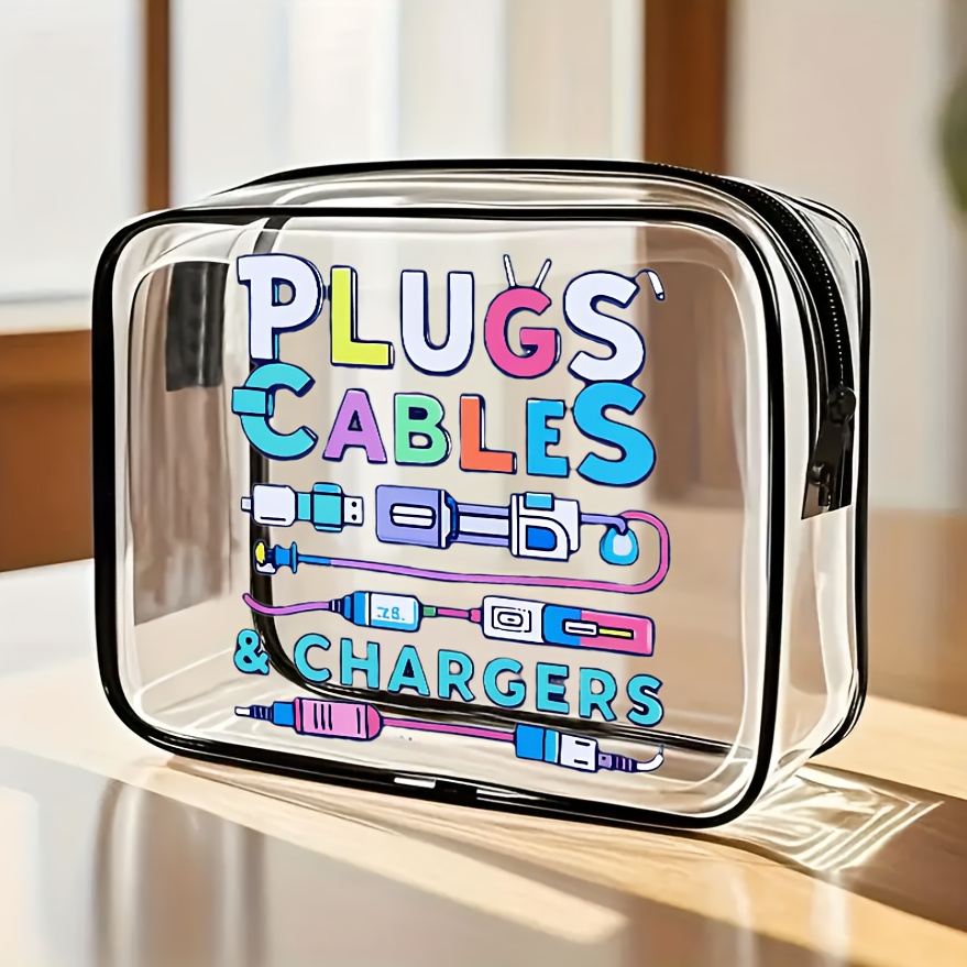 Tech Accessories Travel Bag - 1 adet Büyük Şeffaf Kablo Düzenleyici