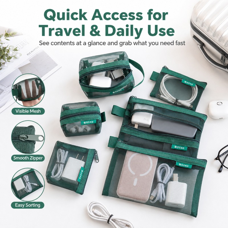 6 adet taşınabilir örgü teknol - Tech Accessories Travel Bag incelemesi ve fiyatı