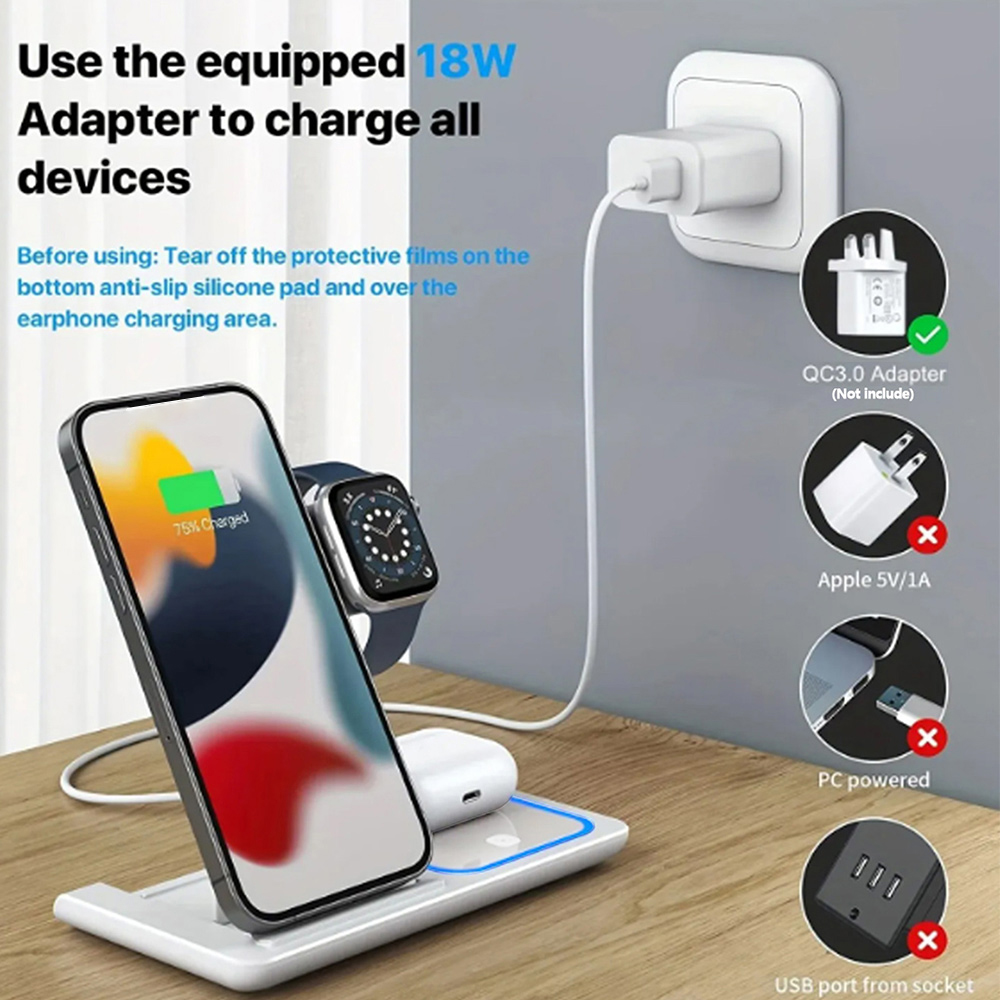 15W 3'ü 1 Arada Kablosuz Şarj  - Wireless Charger 3 In 1 incelemesi ve fiyatı