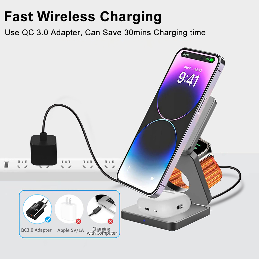 iPhone 16 15 14 13 12 Pro Max  - Wireless Charger 3 In 1 incelemesi ve fiyatı