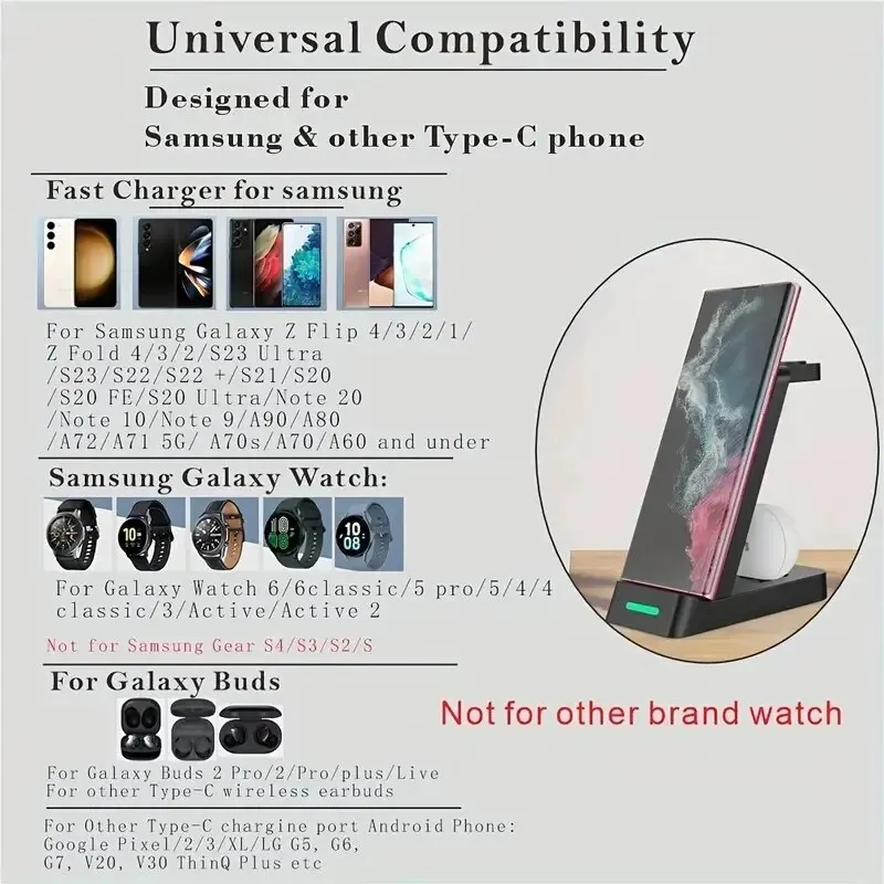 Samsung S24 S23 S22 not Z için - Wireless Charger 3 In 1 incelemesi ve fiyatı