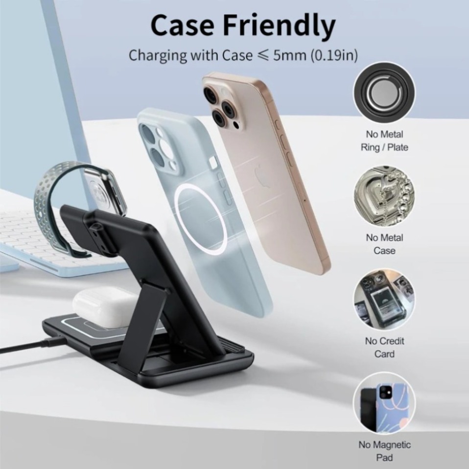 Gece LED Işığı 3'ü 1 Arada Kab - Wireless Charger 3 In 1 incelemesi ve fiyatı